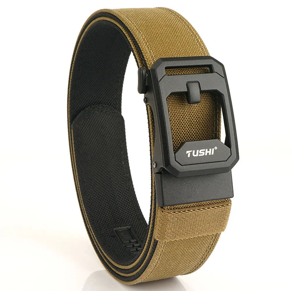 TUSHI Hard Tactical Belt for Men Sturdy Nylon Metal Automatic Buckle Police Duty Military Belt Outdoor Girdle IPSC Accessories