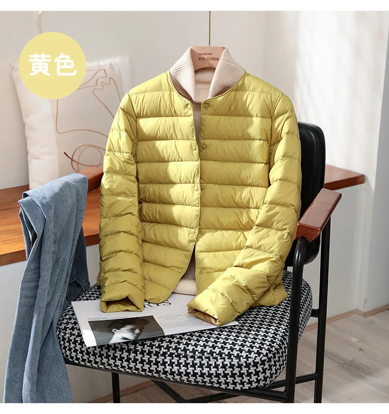 Autumn Winter Warm Women White Duck Down Slim Jackets Female