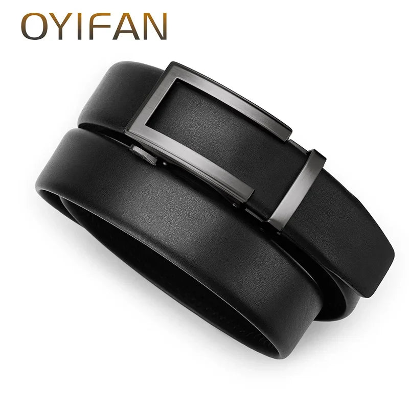 Fashion Designer Men's Automatic Belt 110-130cm Alloy Automatic Buckle Ratchet Belt Men's Genuine Leather Belt