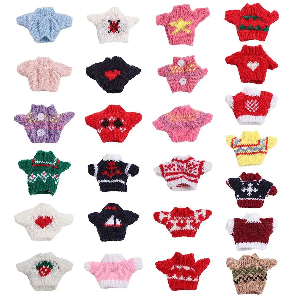 Christmas Style Dolls Sweater Dog Doll Clothes Cute White/Red/Green BJD Doll Clothes Mini 10cm for 16cm/17cm Bjd Doll