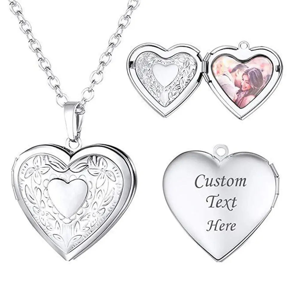 Love Heart Secret Message Locket Necklace Pendant Vintage Gift For Lover Couples Custom Message Fashion Jewelry