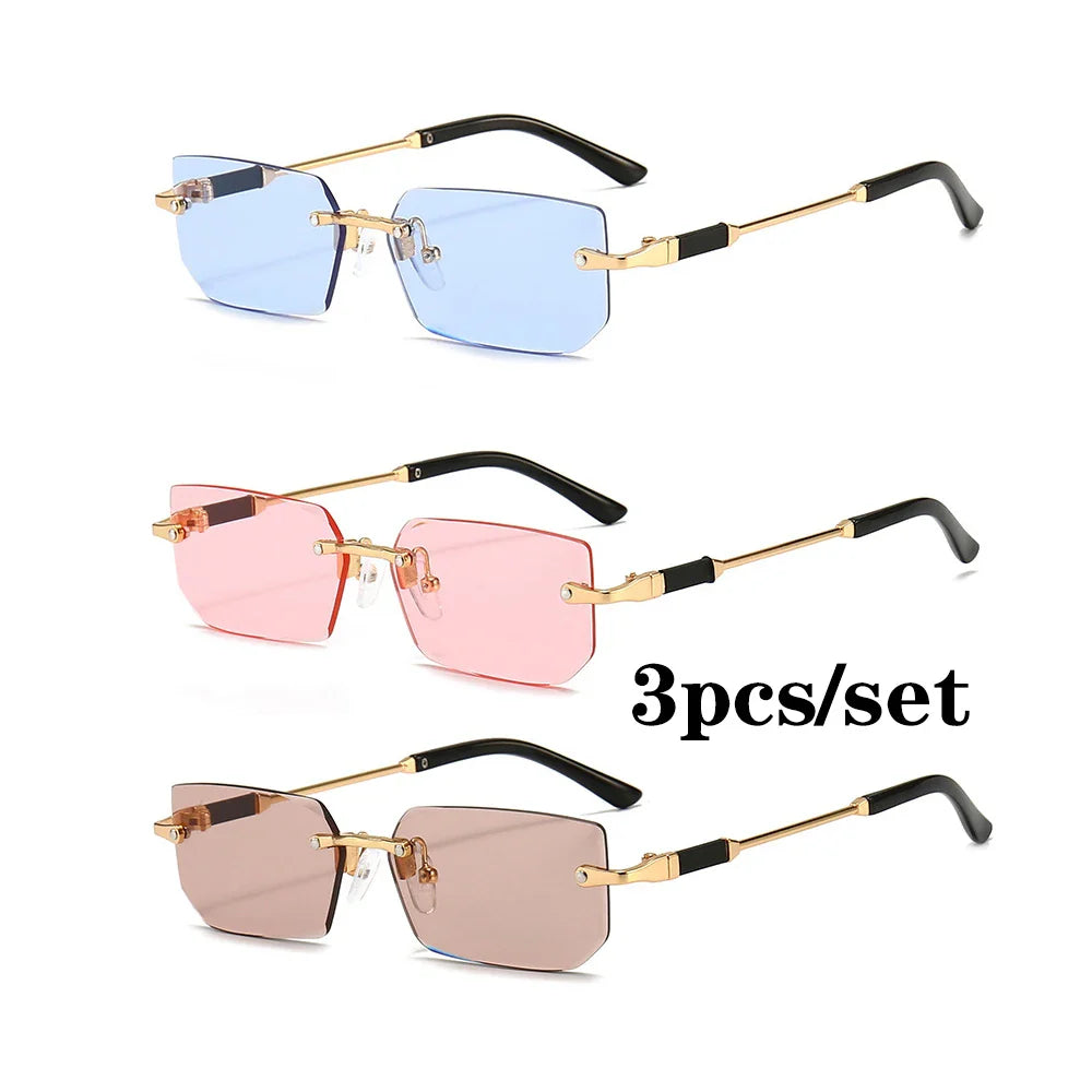 Fashion Rimless Rectangle Sunglasses Popular Women Men Shades Small Square Sun Glasses For Female Male Summer Traveling glasses