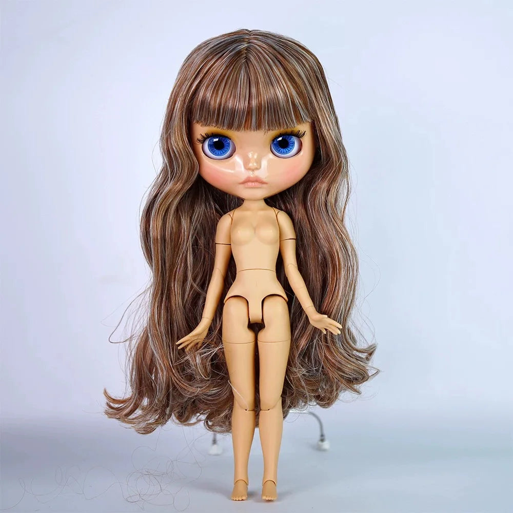 ICY DBS Blyth Doll Tan Skin Matte Face Glossy Face Pouting Lips 30CM BJD 19 Joints Body Doll DIY Make Up Costume Doll Gift Toy