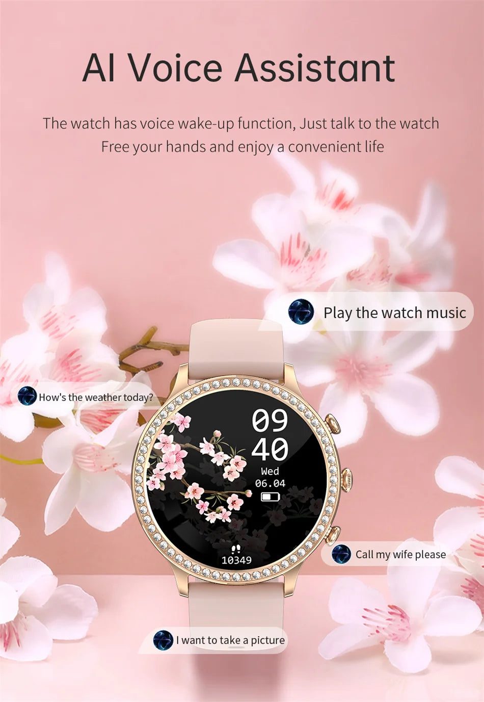 Women Smart Watch Double Strap Heart Rate Sleep Monitoring Wireless Call Voice Assistant Waterproof Smartwatch For Android IOS