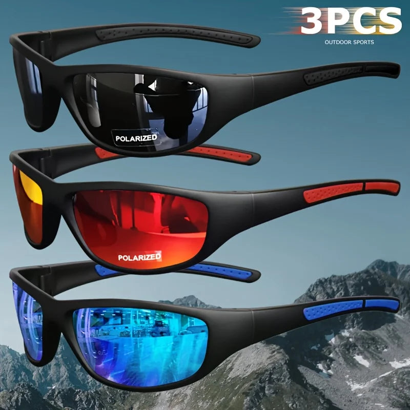 1/3PCS Unisex Polarized Sports Sunglasses Photochromic Wraparound Lenses for Cycling Fishing Driving Night Vision