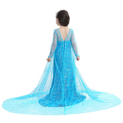 Sequin Elsa Dress with Long Cloak For Girls Halloween Princess Theme