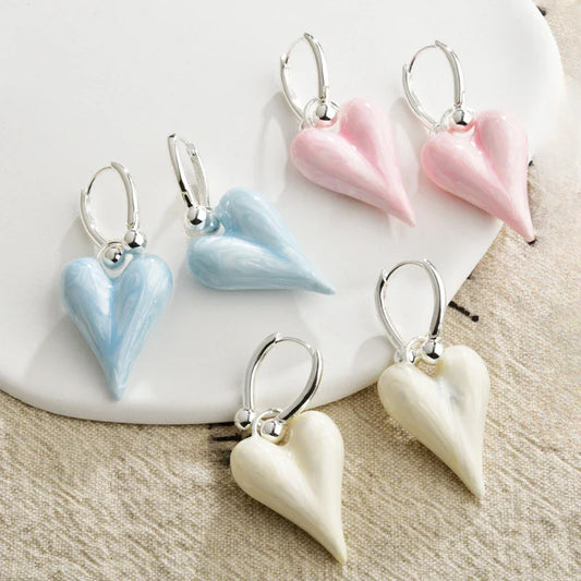 Fashion Jewelry Sweet Korean Temperament Heart Earrings For Women Party Gifts Simply Design Ear Accessories 2025 Trend New