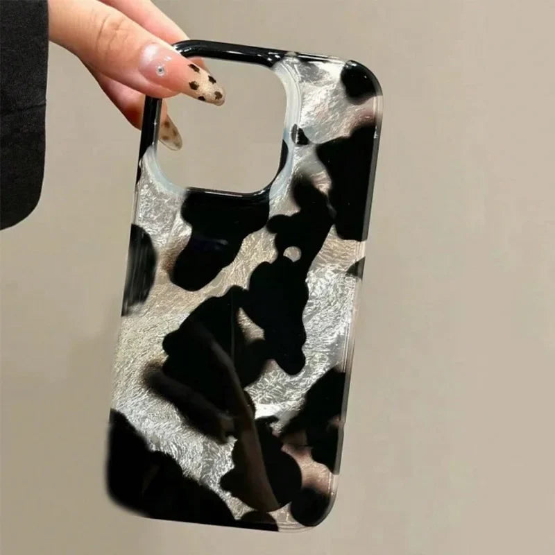 Gradient Ink Marks Laser Phone Case For Phone 17 Air 16 15 14 13 12 11 Pro Max XS XR 7 8 Plus Stylish Leopard Print Bumper Cover
