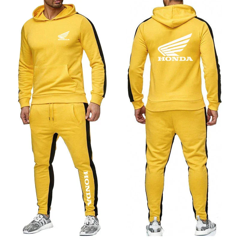 2025 Men Tracksuit Honda motor Wing Printed Hoodie Suits Hooded Sweatshirt+Pants 2 Pieces Men Sets Running Fitness Men Clothing