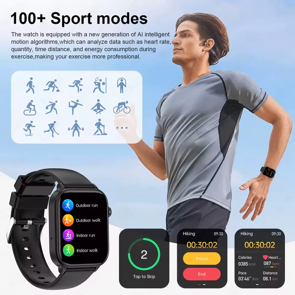 2026 New Blood lipids Uric Acid testing Smart Watch Men ECG+PPG Blood Pressure blood oxygen Bluetooth Call Health smartwatch iOS