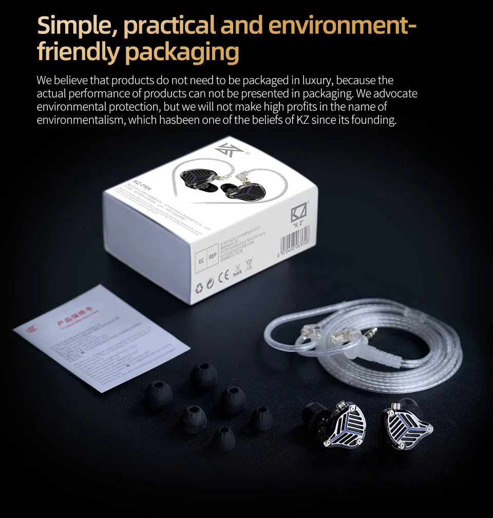KZ PRX Wired Headphones, Planar Driver, Music Headphones, HiFi Bass Monitor Earbuds, Sports Headset