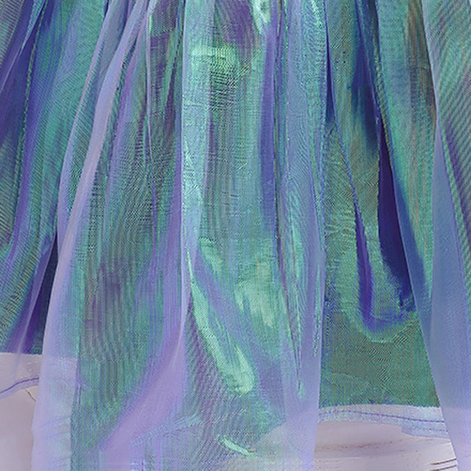 Mermaid Dress For Girls Sling Princess Costume Pearl Ruffles Slim Frocks Summer