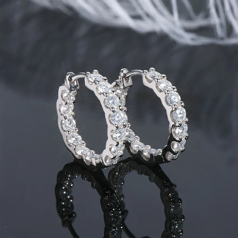 IOGOU Hoops 100% 925 Sterling Silver Real 3mm Moissanite Stud Earrings For Women Sparkling Jewelry Gifts with Certificate Gifts