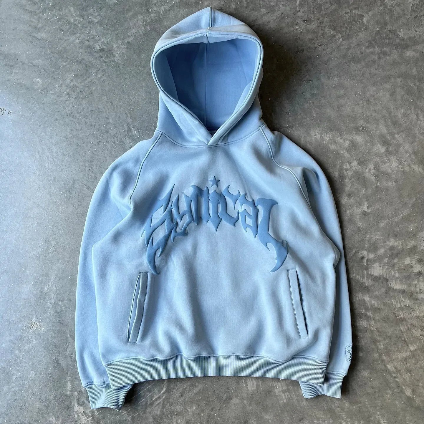 Hooded American retro zipper sweatshirt Gothic letter star print hoodie trendy men's casual