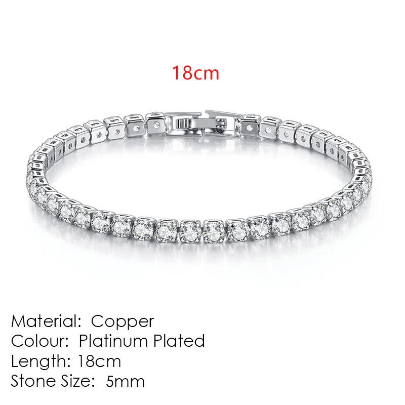 Fashion Multicolor Tennis Bracelet for Women 2.5/3/4/5mm Zirconia Charm Designer Tennis Chain Men Bracelet Wedding Jewelry KC128