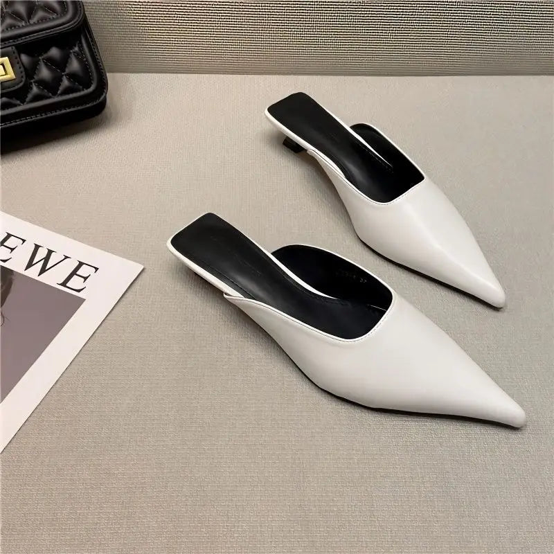 Summer Low Heel Sandals White Rubber Slides Mules Shoes for Women 2024 Outside Woman Slippers Normal Comfortable and Elegan I W