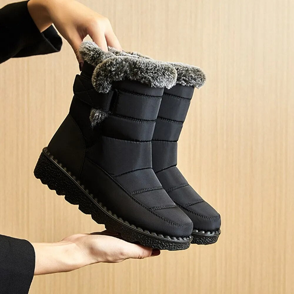Waterproof Winter for Fur Long Platform Snow Warm Cotton Couples Shoes Plush