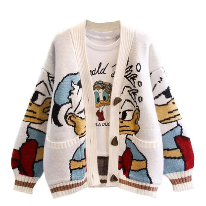 Cardigan Donald Cartoon Sweaters for Women Coat