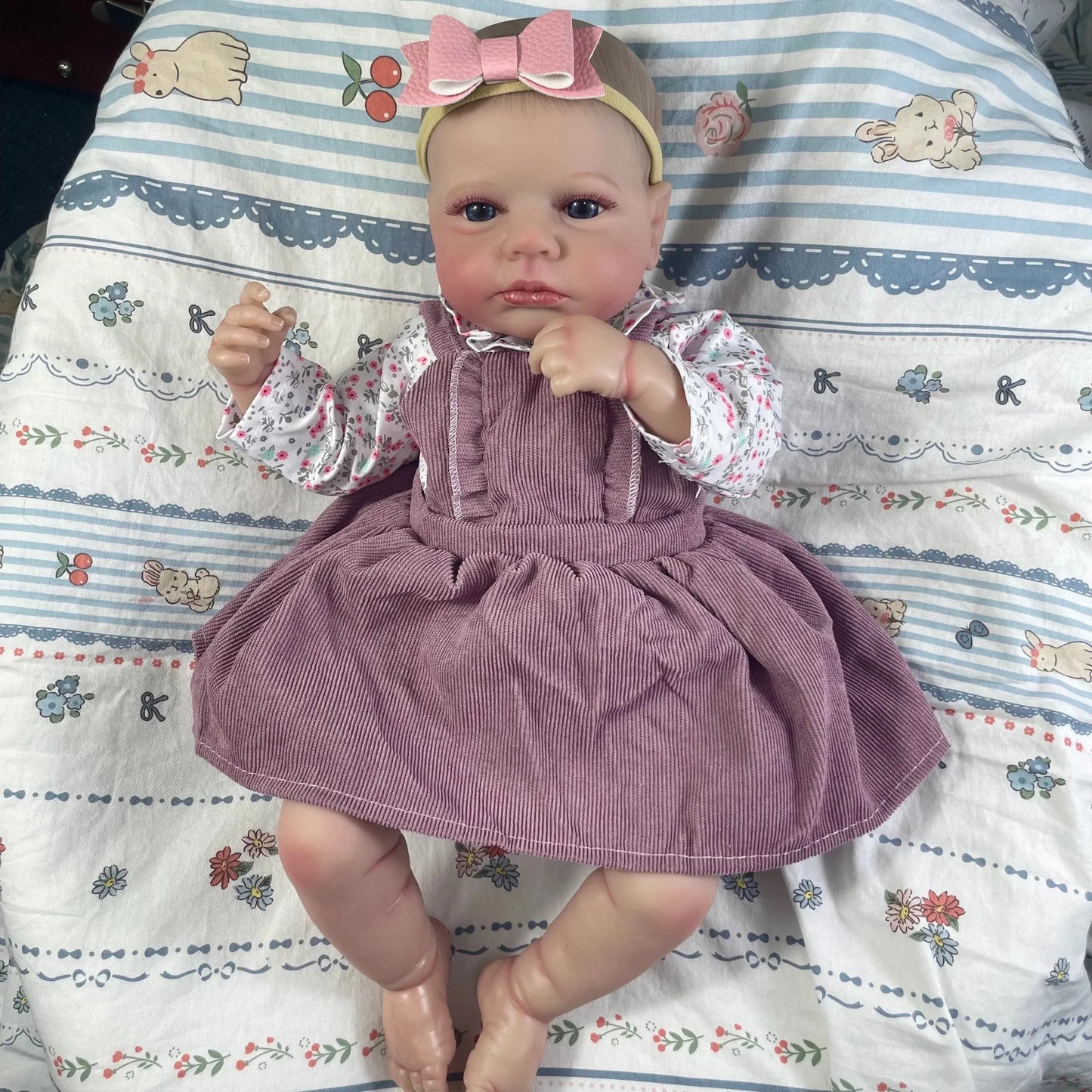 50CM Adorable Reborn Baby Dolls LouLou Twins Girl Lifelike Silicone Vinyl Newborn 3D Skin Handmade Toy Christmas Gift