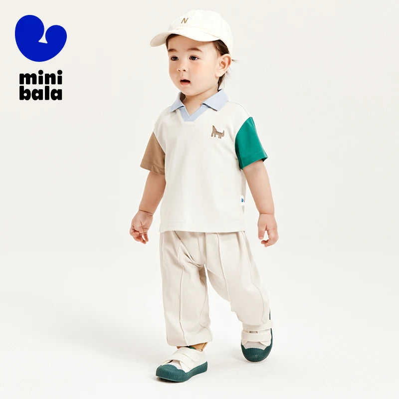 Mini Bala Short Sleeve Set  Boys and Girls 2025 Summer Baby Sports Set Stylish Short Set