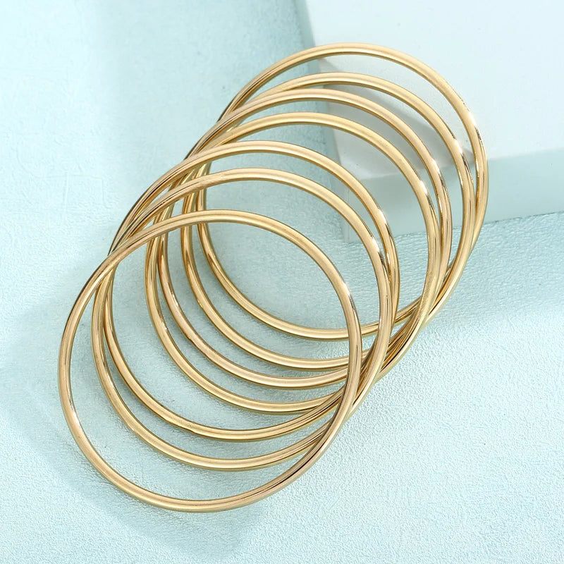 Simple Stainless Steel Bracelet For Women Men Gold Silver Color Geometry Wire Round Bangle Female Trendy Jewelry Wristband Gifts