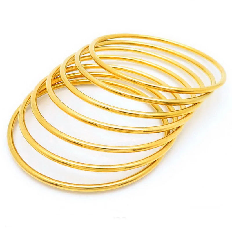 Simple Stainless Steel Bracelet For Women Men Gold Silver Color Geometry Wire Round Bangle Female Trendy Jewelry Wristband Gifts