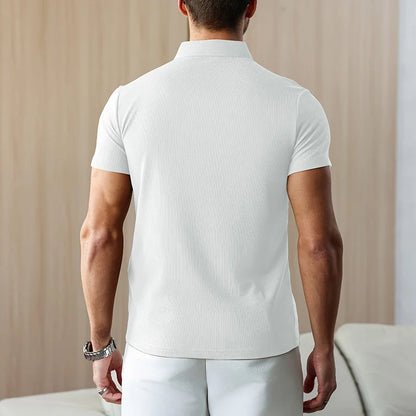 New Men's Business Casual Short Sleeved Shirt Solid Color Polo Shirt Fashionable Breathable Comfortable Versatile Top