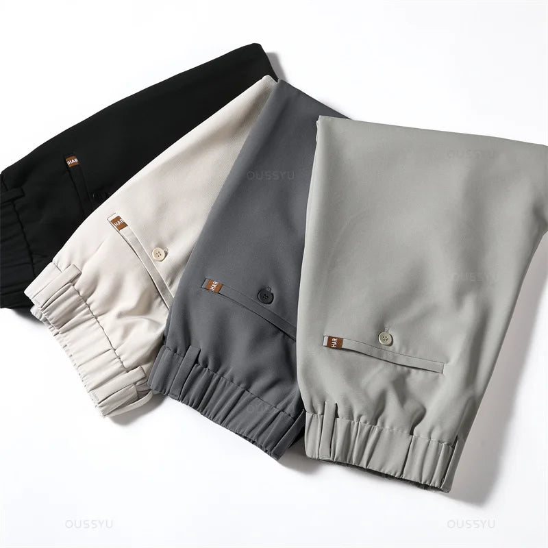 Brand Clothing Business Suit Pants Men Pendulous Smooth Solid Casual
