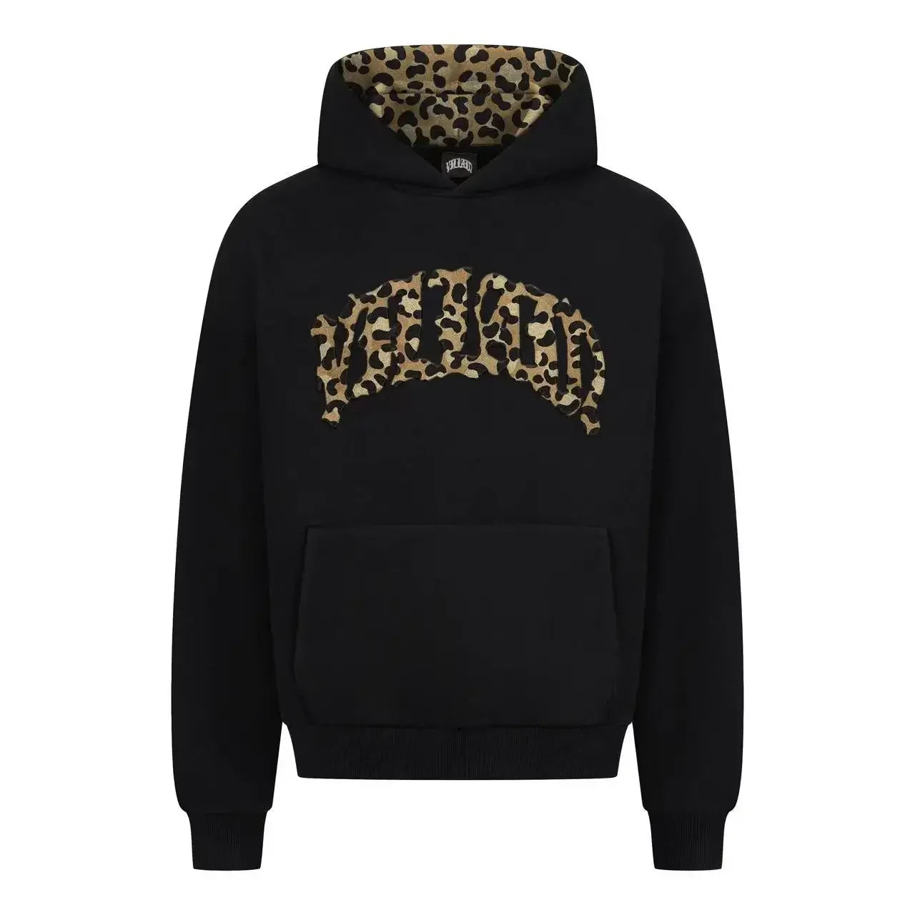 High street fashion leopard print letter embroidered men sportswear suit Y2K American casual retro hoodie trend loose clothing