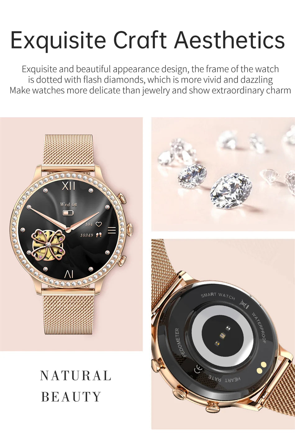 Women Smart Watch Double Strap Heart Rate Sleep Monitoring Wireless Call Voice Assistant Waterproof Smartwatch For Android IOS