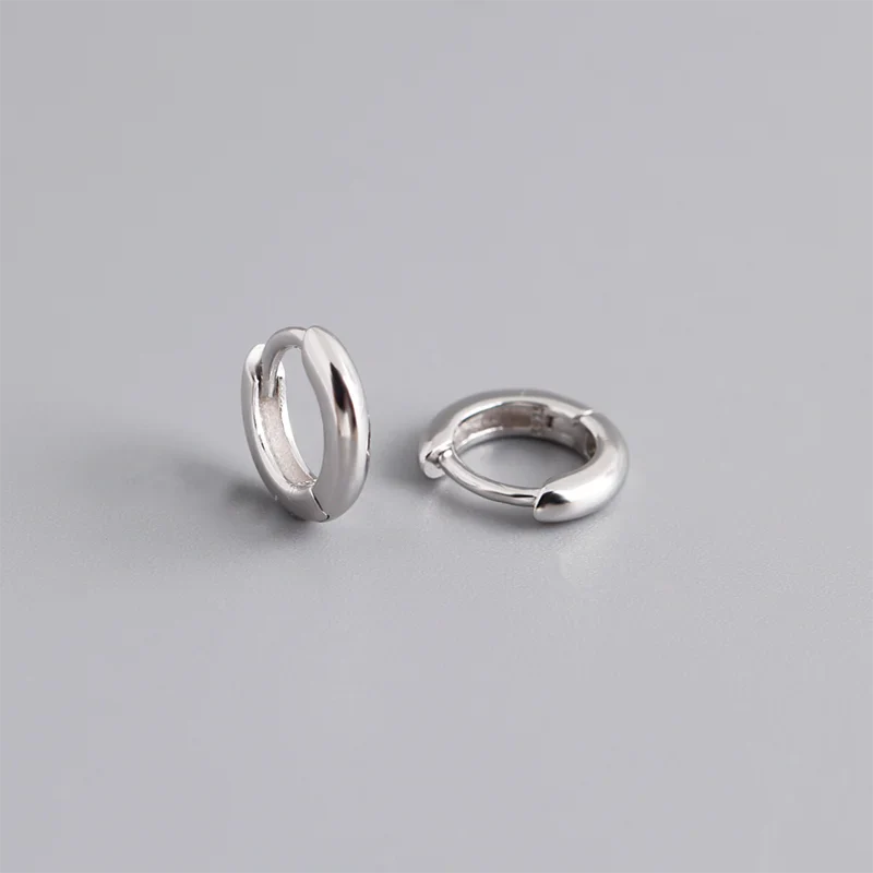 WANTME 925 Sterling Silver Simple Matte Bohemian Round Ear Buckle for Women Punk Unisex Rock Hoop Earring Jewelry Accessories