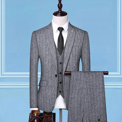 High-end boutique (suit + vest + trousers)  British wedding party trend slim-fitting dress