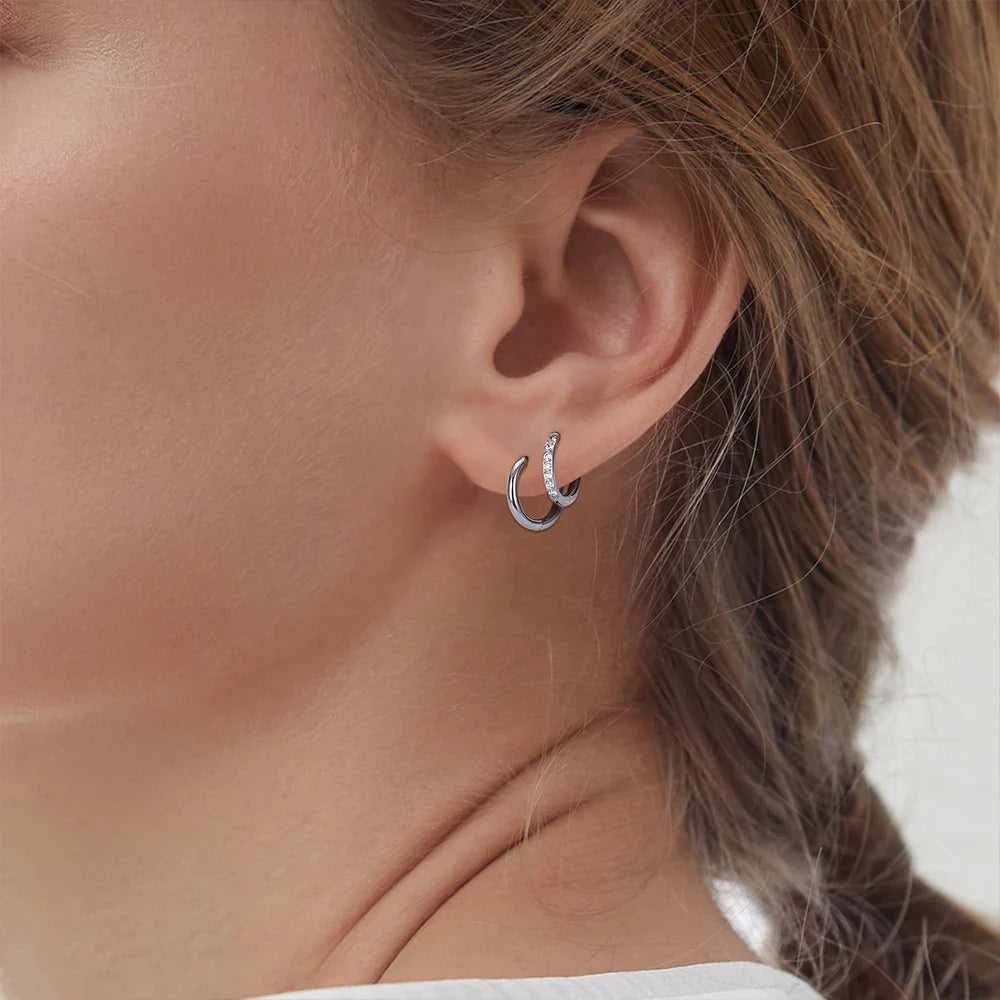 2/20PCS G23 Titanium Piercing Round Earrings Hoops with Zircon Ear Buckle Women Ear Tragus Cartilage Helix Piercing Jewelry