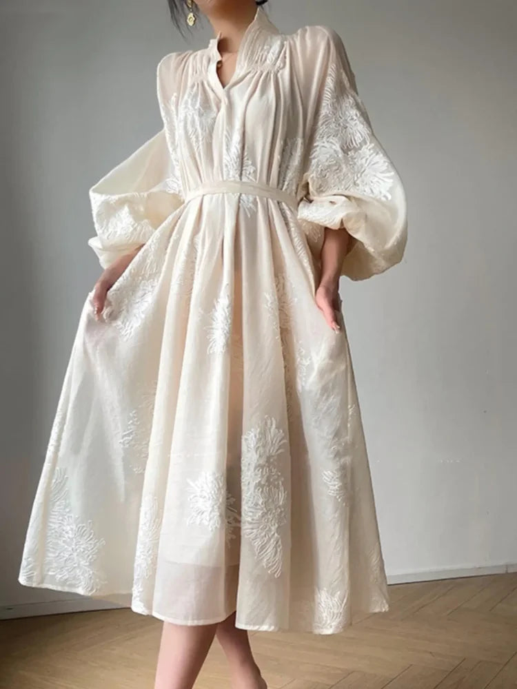 Evening Dresses: Embroidery Midi Dresses for Women Elegant Evening Party