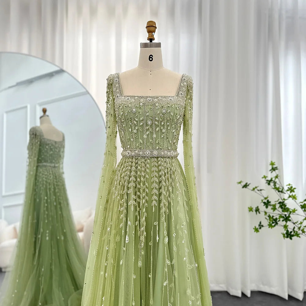 Evening wear Dresses: Evening Dresses for Women Wedding Square Neck Cap Sleeves