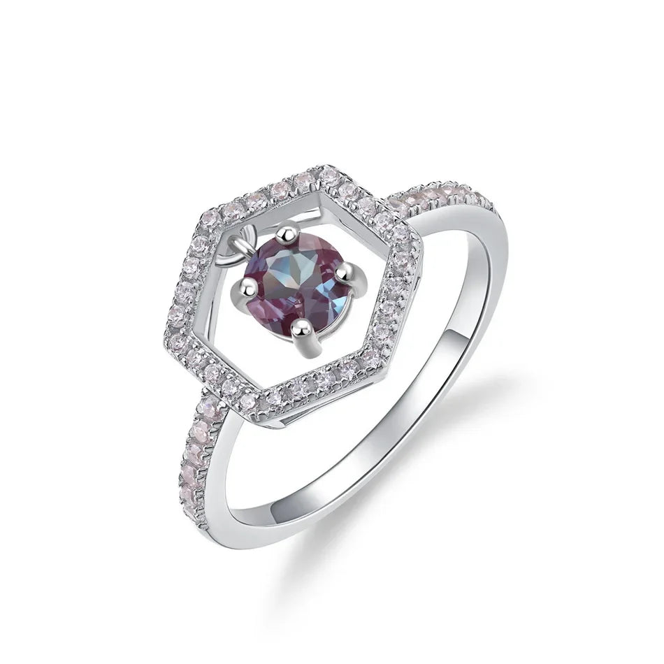 ALLNOEL 925 Sterling Silver Alexandrite Ring For Women Exquisite Style Fashionable Engagement rings Wedding Luxury diamond ring