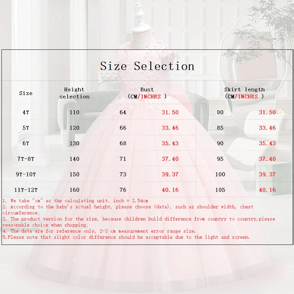 New Flower Girl Dresses Piano Performance Dress Birthday Wedding Party Pageant Costume Gorgeous Birthday Evening Dress 4-14Y