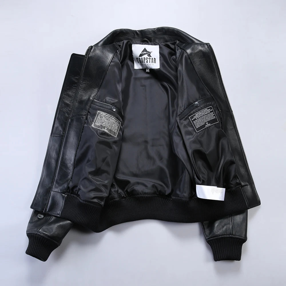 collaborative French lamb leather genuine leather jacket men's