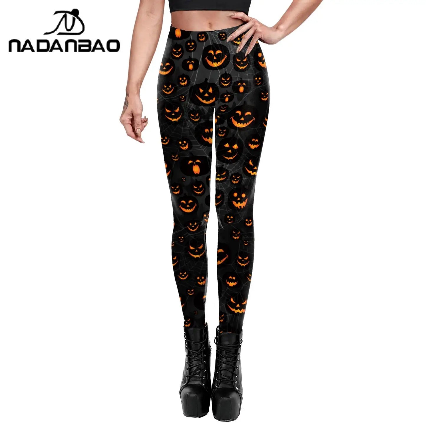Halloween Pumpkin Skull 3D Print Pattern Stripe Workout Pants Leggings
