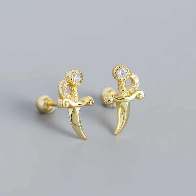 WANTME 925 Sterling Silver Fashion Korean Petal Screw Bead Stud Earrings for Women Charm Ear Bone Piercing Jewelry Accessories