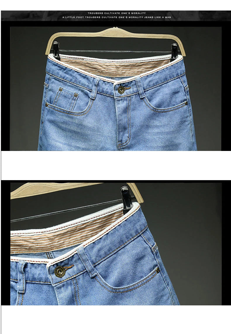 Men Shorts Thin Section Elastic Force Slim Fit Short Jeans