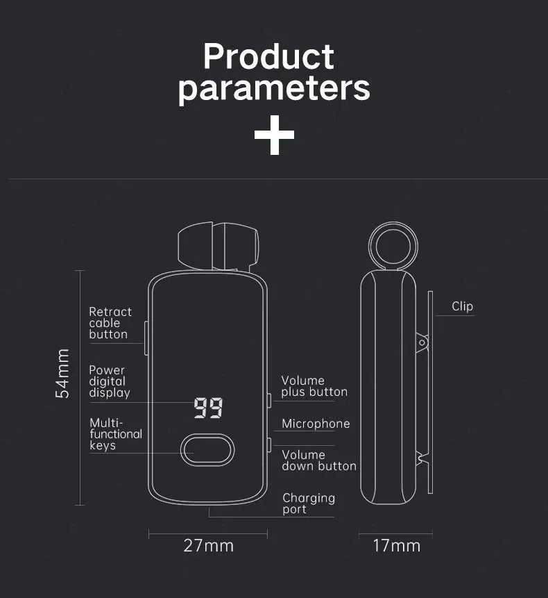 Fineblue F580 Lavalier Wireless Headphones Bluetooth 5.3 Headphones with Microphone Power Display Earbud Noise Interference Free