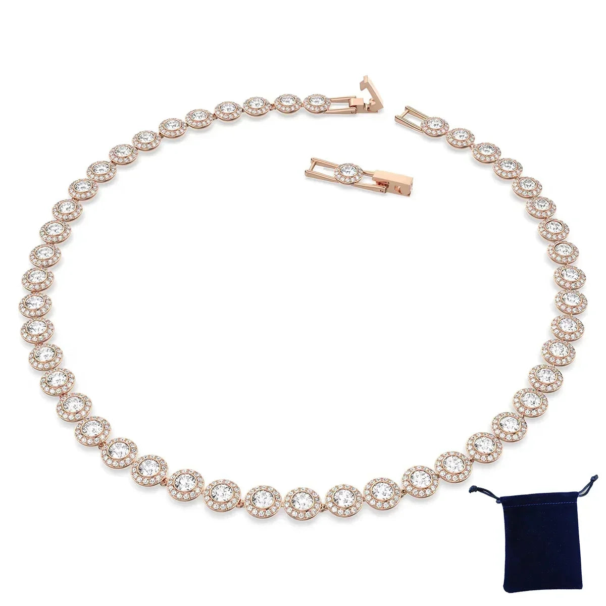 High Quality Women's Classic Happiness Diamond Round Crystal Necklace Set S925 Silver Gorgeous Una Angelic Series Jewelry Set