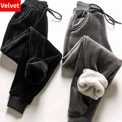 Women Winter Lamb Fur Cashmere Slim Pants Casual Keep Warm Thick Trousers