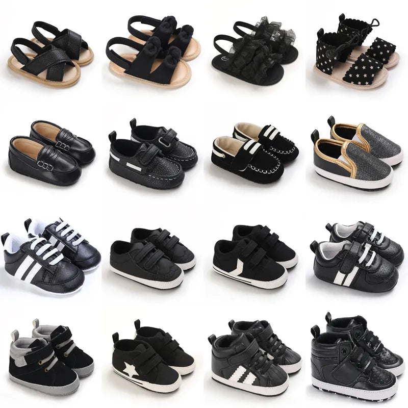 Black Fashion Casual Cloth Shoes Boys And Girls First Step Walking Shoes