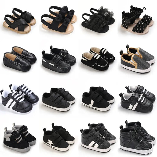 Black Fashion Casual Cloth Shoes Boys And Girls First Step Walking Shoes