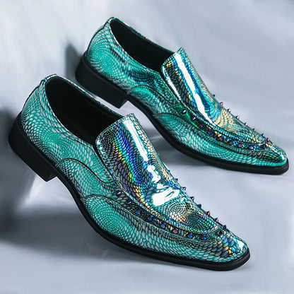 Fashion Rivet Dress Shoes For Men Slip On Party Loafers Formal Chelsea Social Shoe Male Wedding Footwear