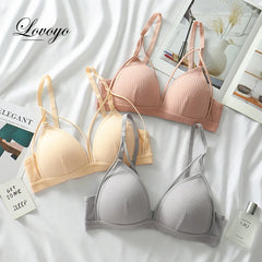 Women Bra Wire Free Brassiere Push Up Lingerie French Triangle Cup Bra