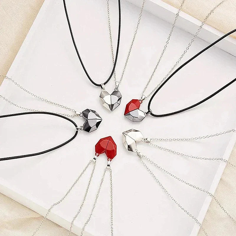 Good Simple Quality Couple Pendant Necklace Electrocardiogram,Magnetic Heart,Pendant Splicing Necklace Valentine's Day Gift