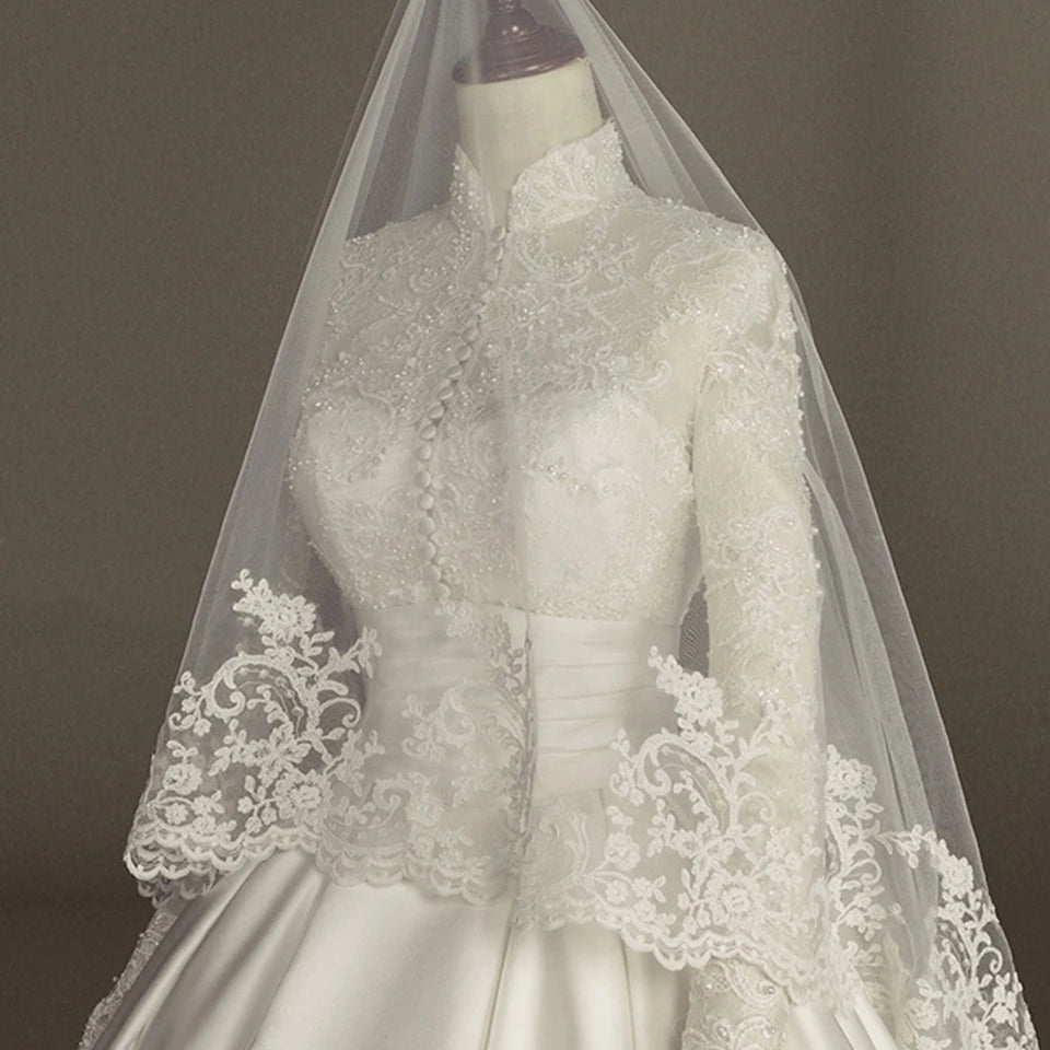 White Bridesmaid Dresses: Long Sleeves White Wedding Dress Ball Gown Floor Length
